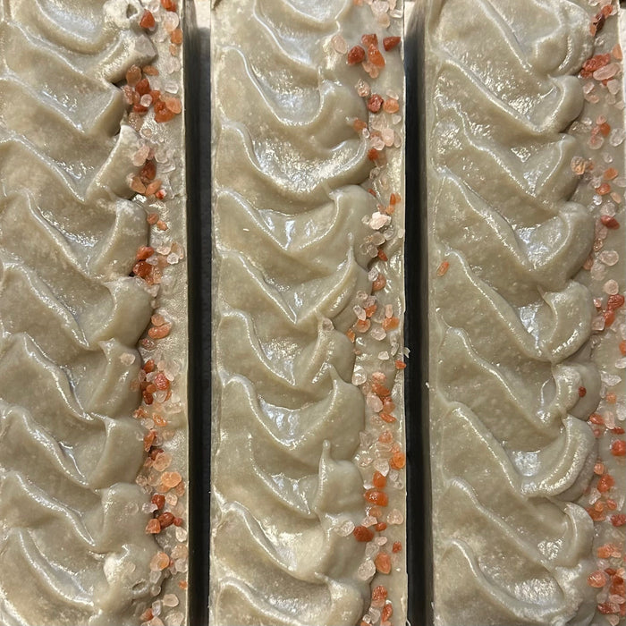 Close-up of French green clay soap 