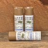 Three Kraft paperboard tubes of lavender-scented deodorant
