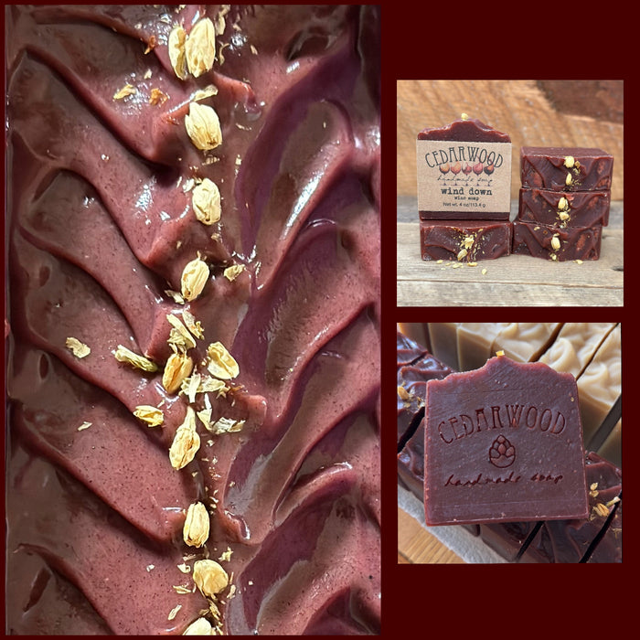 Close-up of top of Wine soap with highlight images 