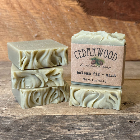 Five bars of Balsam Fir and Mint handmade soap