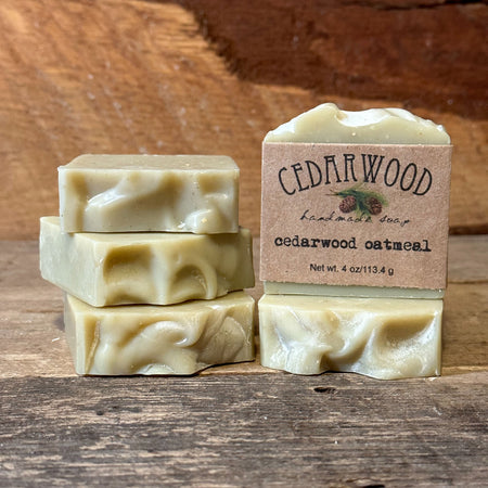 Five bars of Cedarwood oatmeal handmade soap