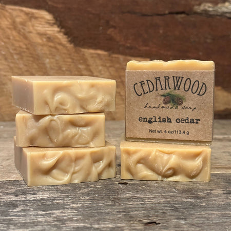 Five bars of English Cedar handmade soap