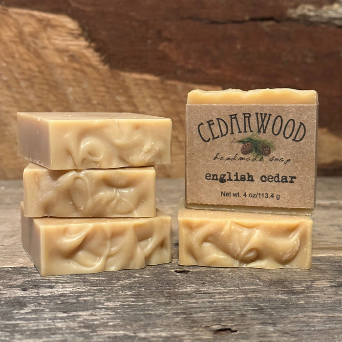 Five bars of English Cedar handmade soap