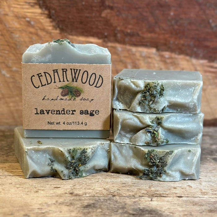 Five lavender sage handmade soap bars