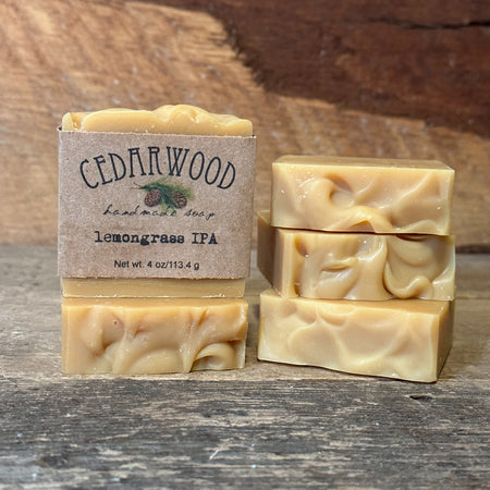 Five bars of Lemongrass IPA handmade soap