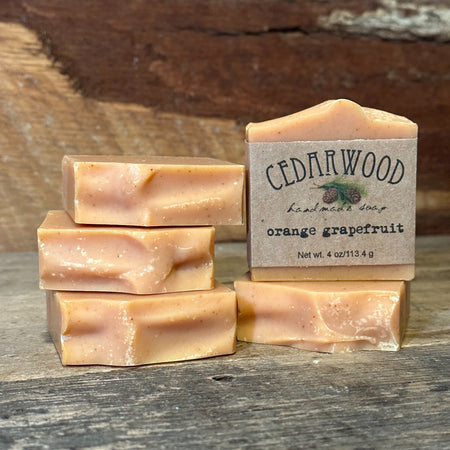 Five bars of Orange grapefruit handmade soap
