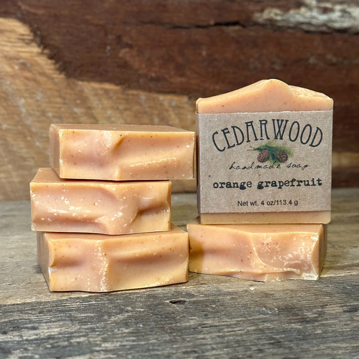 Five bars of Orange grapefruit handmade soap