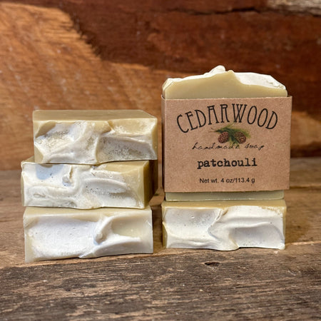 Five bars of handmade patchouli handmade soap