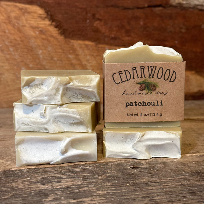 Five bars of handmade patchouli handmade soap