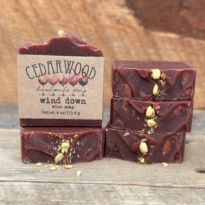 Five bars of handmade soap made with wine